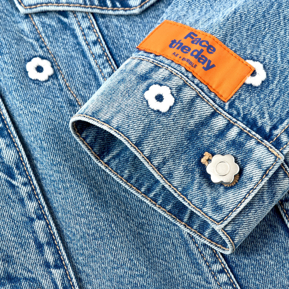AE x Bubble Embroidered Cropped Denim Jacket